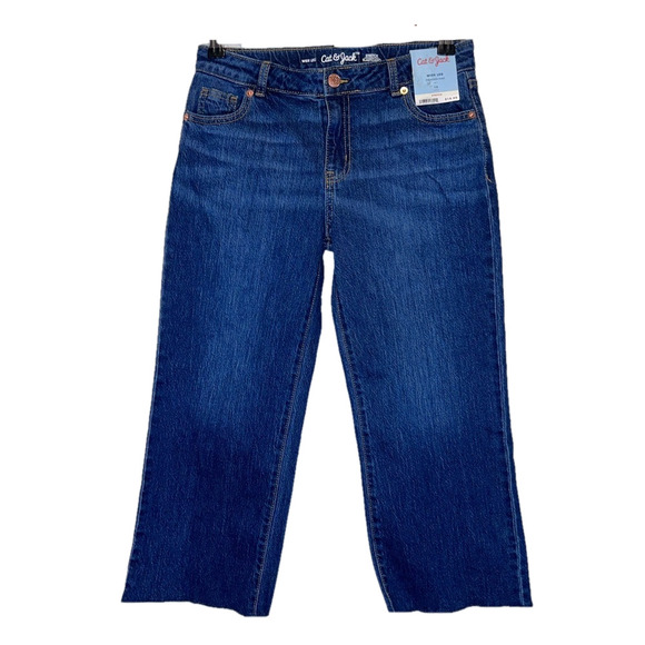 CAT & JACK Girls Wide Leg Jeans Stretch Cutoff At Ankle Size 12 NEW - Picture 1 of 3
